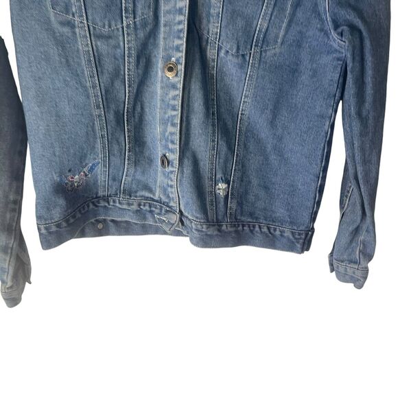 Faded Glory Vintage Y2k Girls 14/16 Butterfly Embroidered Button Denim Jacket - Picture 3 of 11